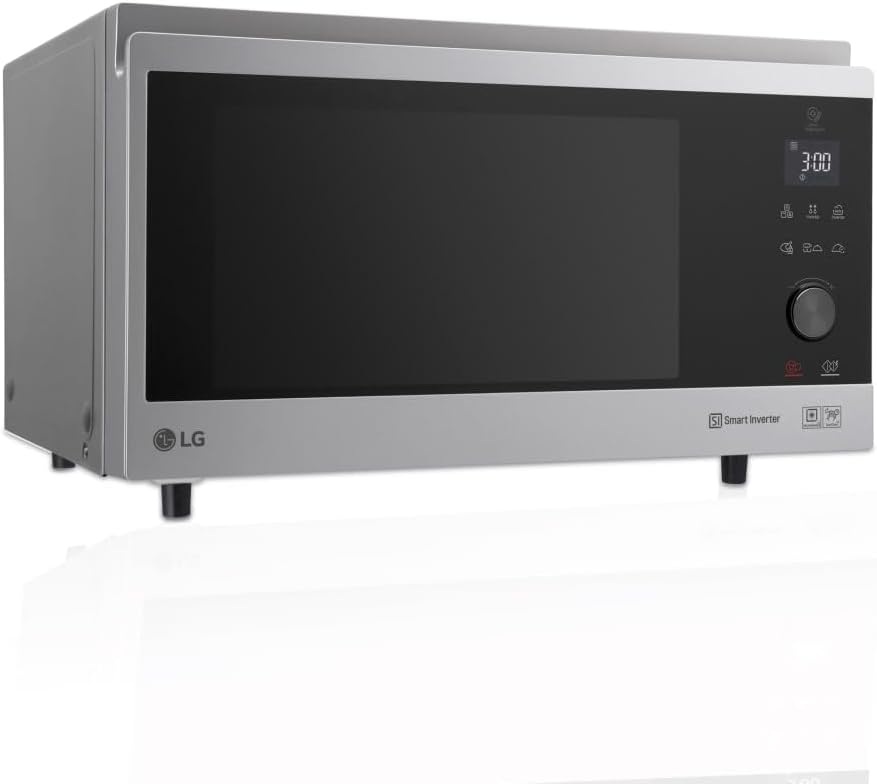 LG MJ3965ACS - Four à micro-ondes, 4 en 1, affichage numérique, 39 litres et 1100 W, micro-ondes avec Smart Inverter et fonction EasyClean, cuisson rapide, maintien de la saveur, couleur noir et acier