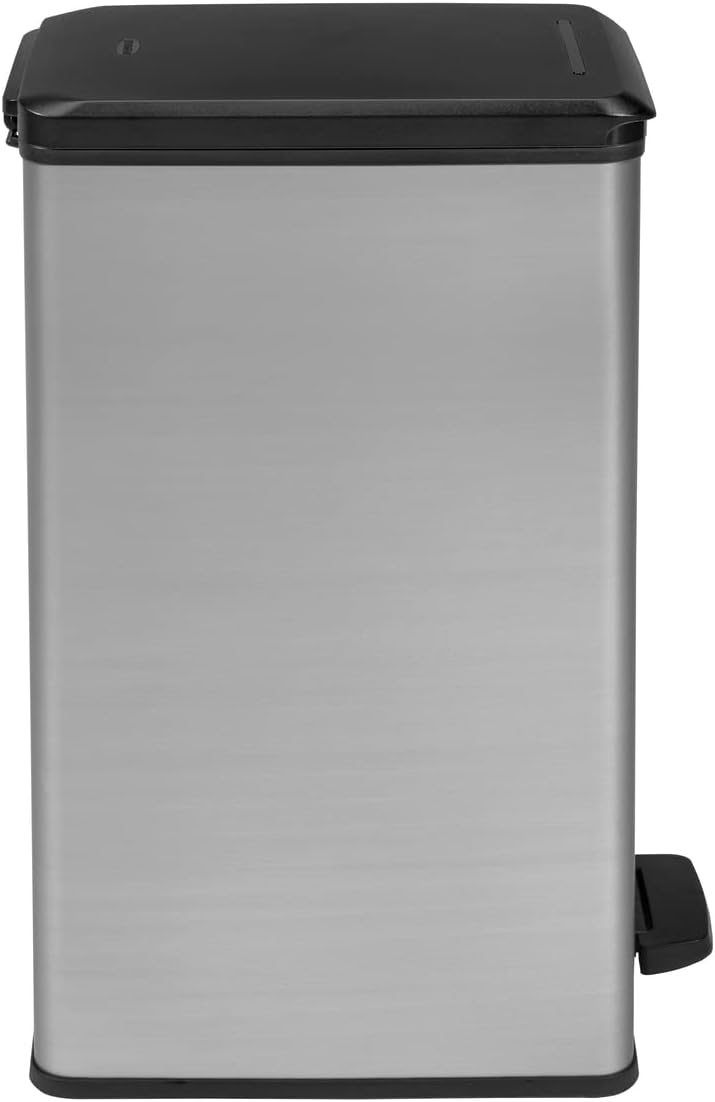 Curver - Poubelle slim à pédale 40L, finition acier, couvercle avec...