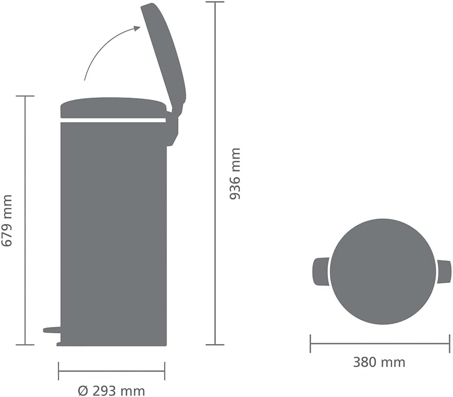 Brabantia - Poubelle à pédale NewIcon 30 L - Grande poubelle pour...