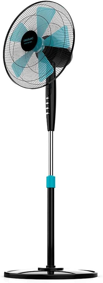 Ventilateur de sol Cecotec EnergySilence 510. 40 W, 5 pales de 40 cm de diamètre, oscillant, 3 vitesses, hauteur réglable 110-130 cm, moteur en cuivre, design noir