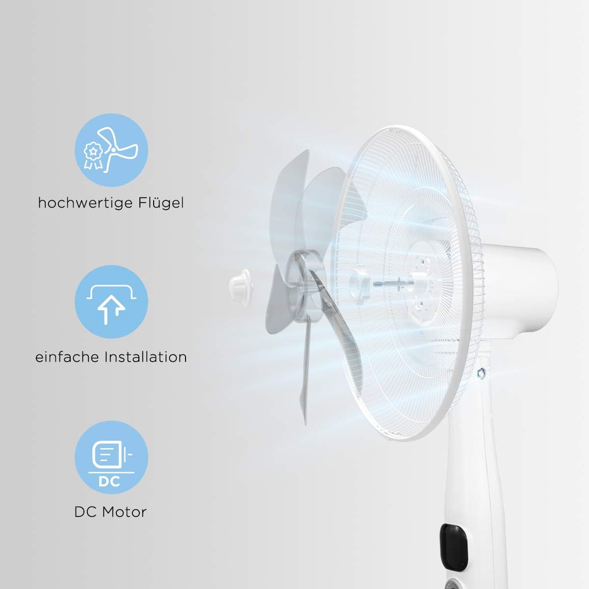 Midea MFS400R0APH Ventilateur sur pied 50 W Ventilateur silencieux...