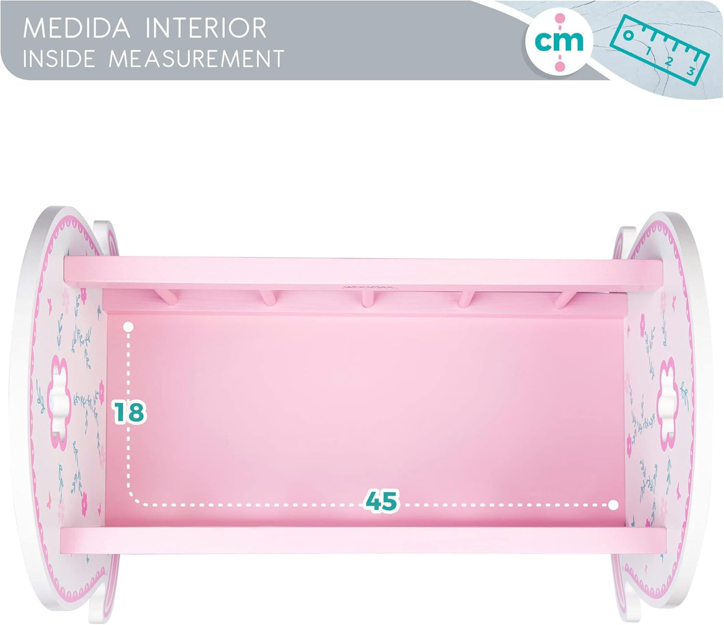 WOOMAX 46474 - Crèche en bois pour poupées, 47x35x36 cm, Rose et...