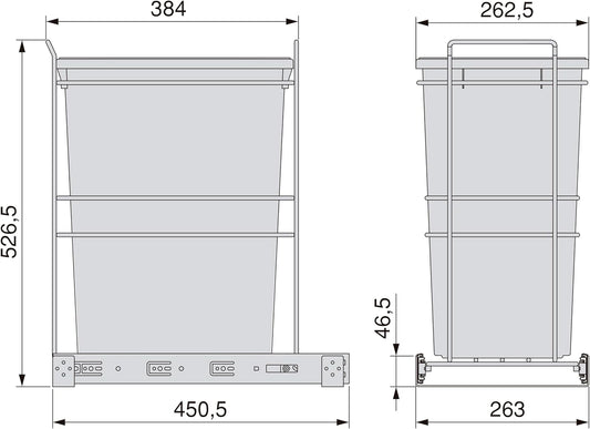 EMUCA - Conteneur de recyclage meuble de cuisine, 35 L, fixation par...