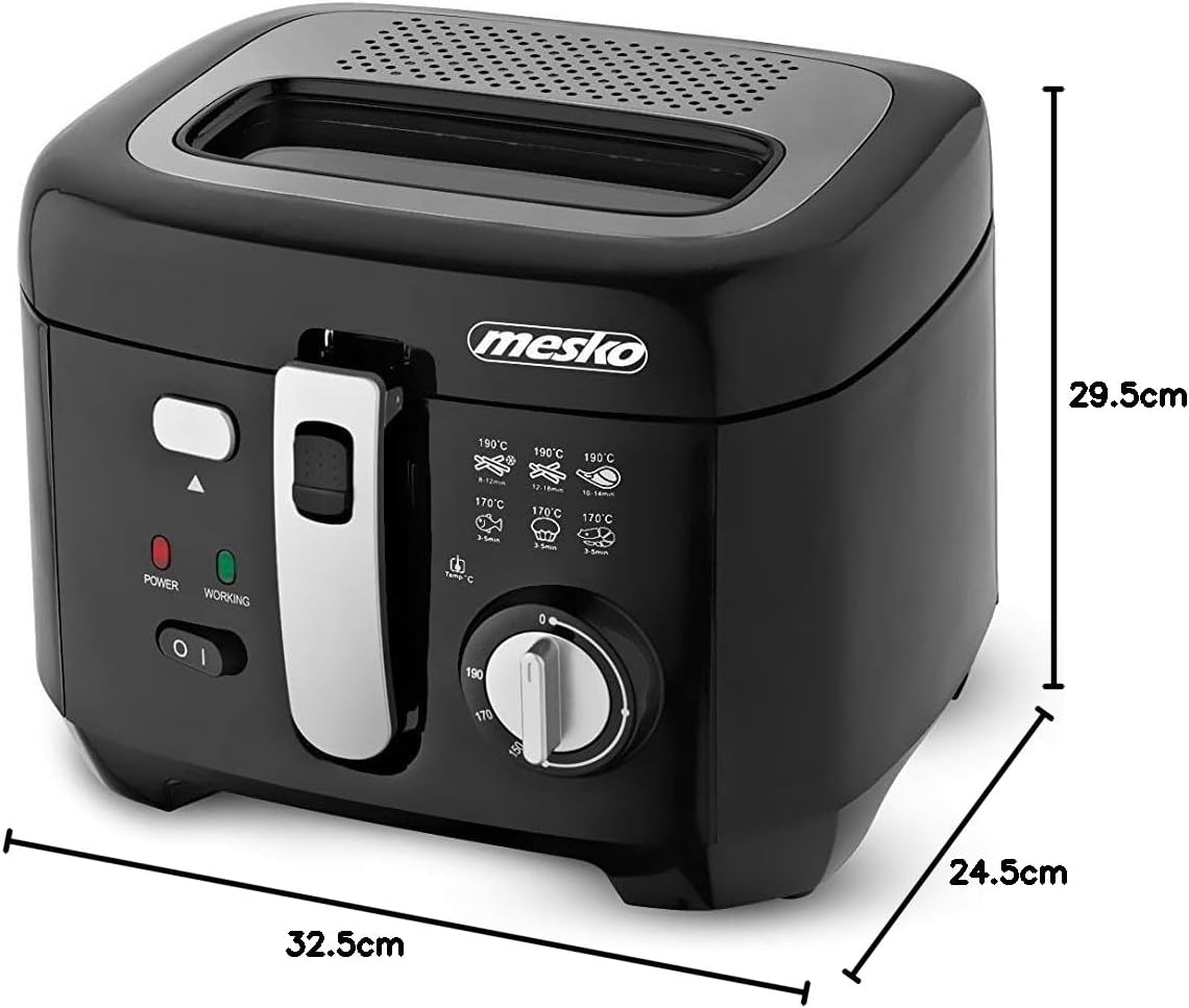Mesko MS4908 Friteuse électrique à huile 2,5 litres, petite,...