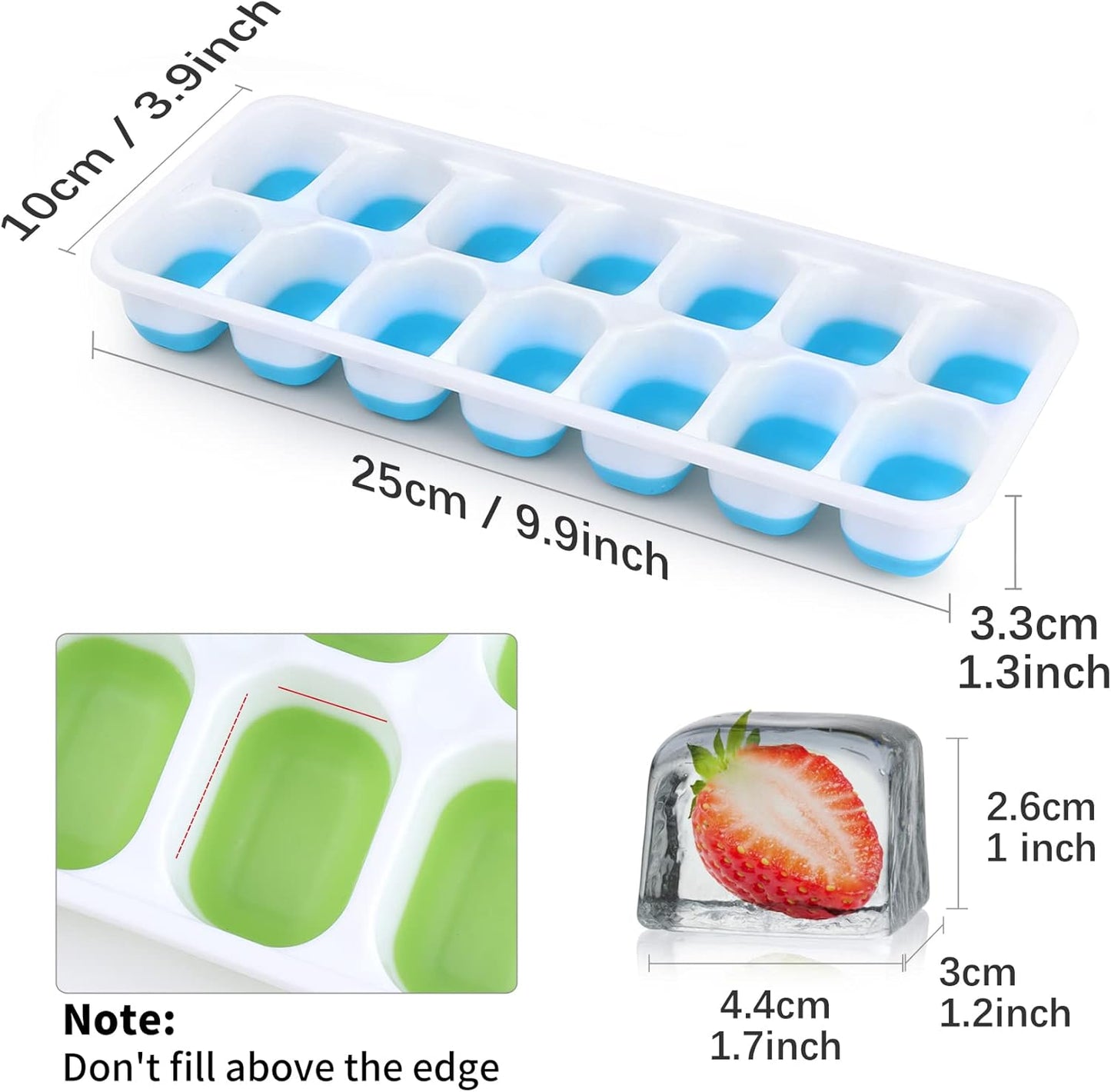 4 Pièces Glaçons avec Couvercles, JRISBO Moules à Glaçons en Silicone...