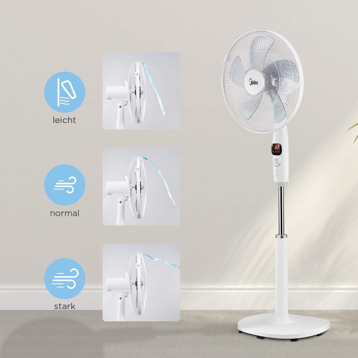 Midea MFS400R0APH Ventilateur sur pied 50 W Ventilateur silencieux...