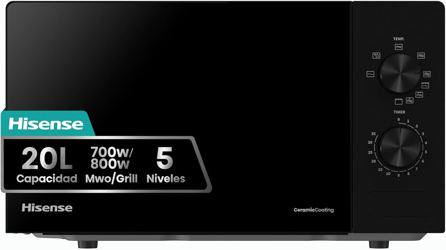 Hisense H20MOBP1G, Micro-ondes avec Grill, Capacité 20 L, Puissance...