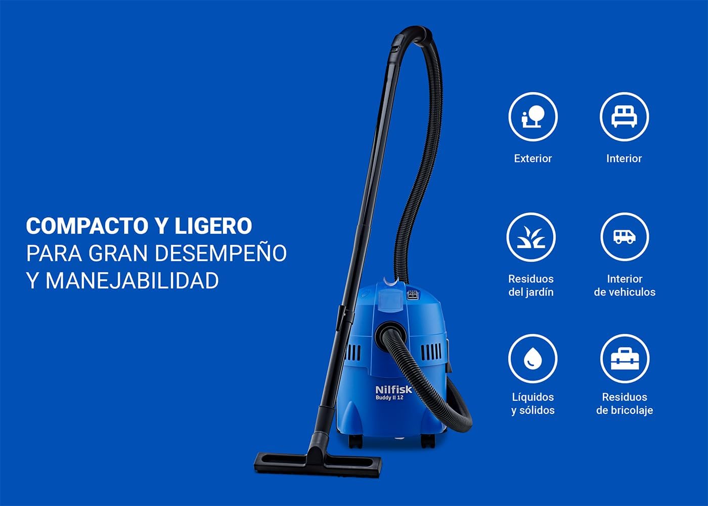 Aspirateur eau et poussière Nilfisk Buddy II 12 L - Aspirateur solide...