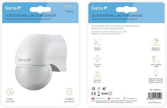 Garza Power - Détecteur de mouvement infrarouge pour mur, angle de...