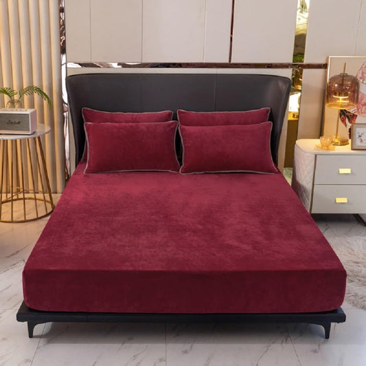 Drap-housse polaire 180 x 200 cm, bonnet 30 cm, rouge et hiver,...