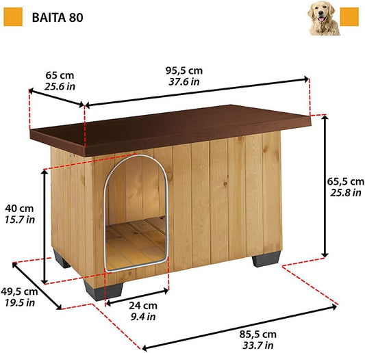 Ferplast BAITA 80 - Niche d'extérieur pour chien, bois éco-durable,...