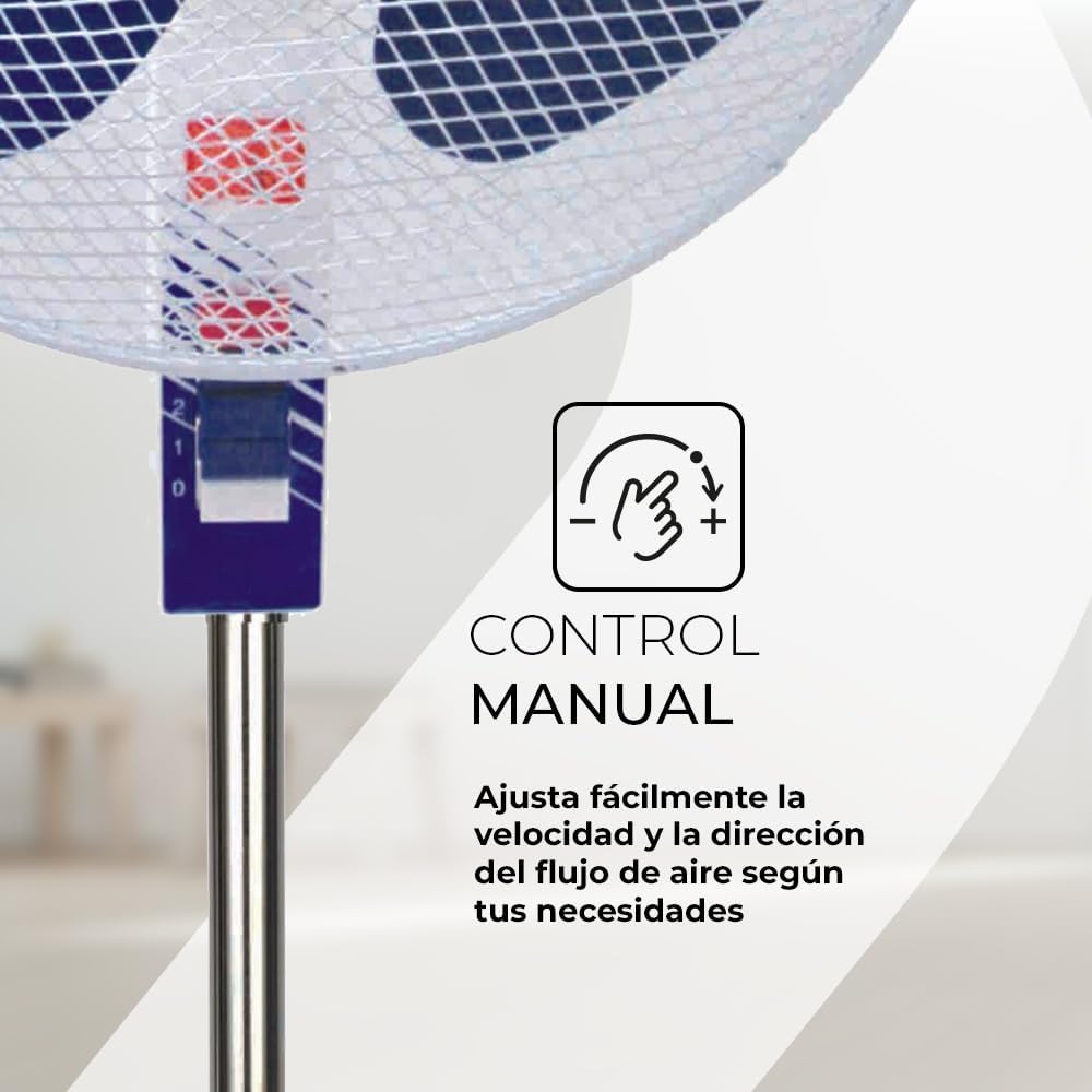 Ventilateur sur pied Svan Blanc et bleu SVP401600OBA. 3 vitesses, 3...