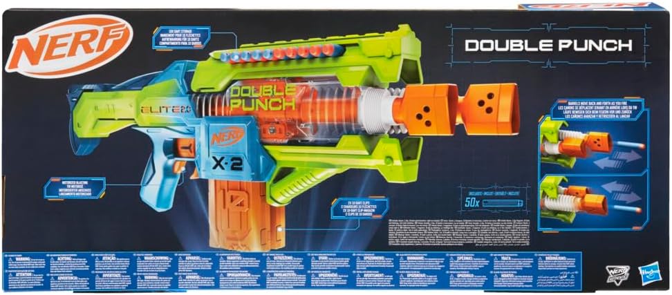 Nerf Elite 2.0 - Lanceur motorisé double punch - 50 fléchettes - 2...