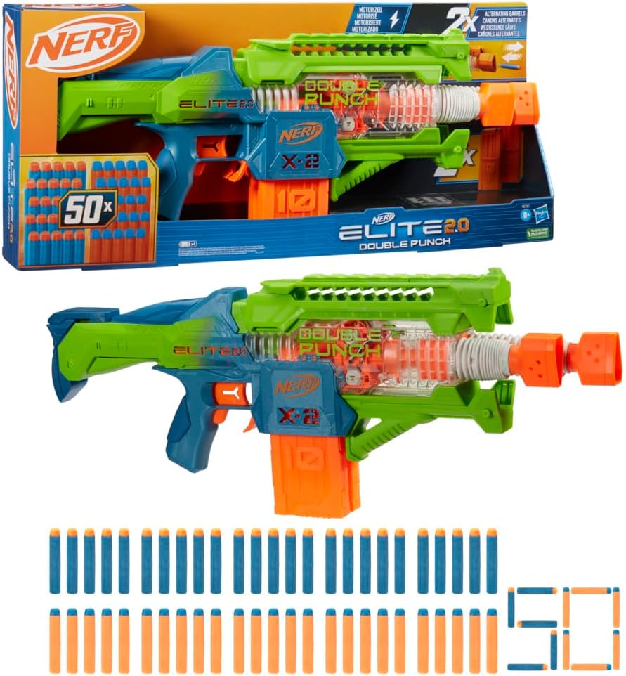 Nerf Elite 2.0 - Lanceur motorisé double punch - 50 fléchettes - 2...