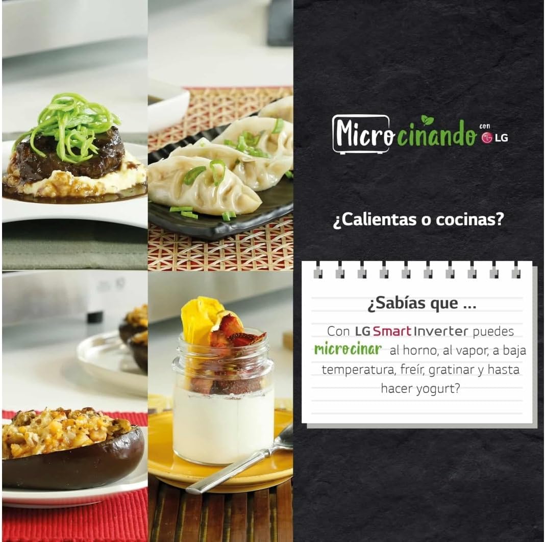 LG MJ3965ACS - Four à micro-ondes, 4 en 1, affichage numérique, 39 litres et 1100 W, micro-ondes avec Smart Inverter et fonction EasyClean, cuisson rapide, maintien de la saveur, couleur noir et acier