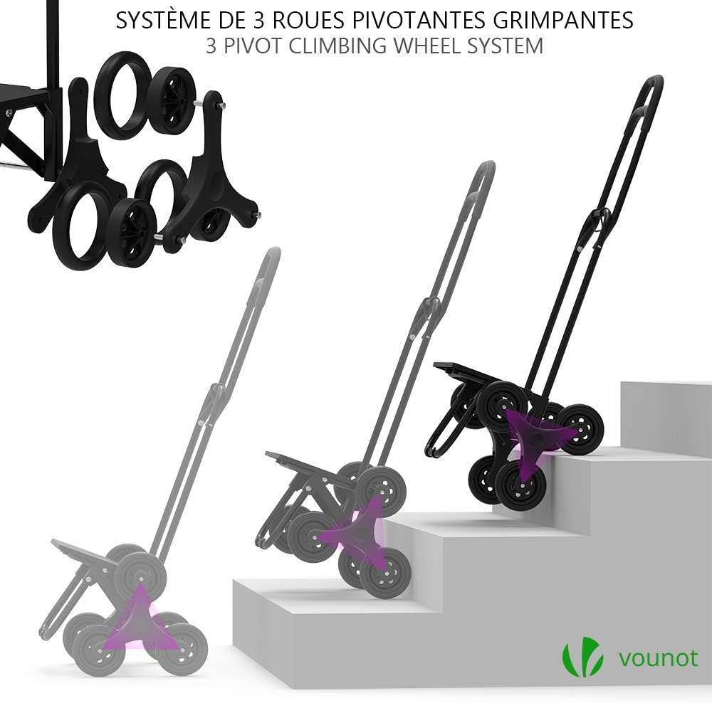 VOUNOT Caddie à 6 Roues pour Monter Les Escaliers, Caddie Pliable,...