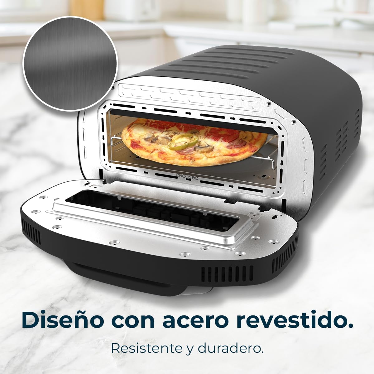 Four à pizza électrique Cecotec avec fenêtre Pizza&Co Tifosi. 1700 W,...