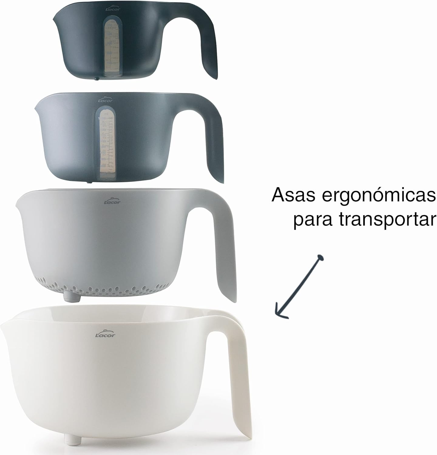 Lacor - 62633 - Lot de 4 bols PRACTIC, 100% sans BPA, Bol mélangeur...