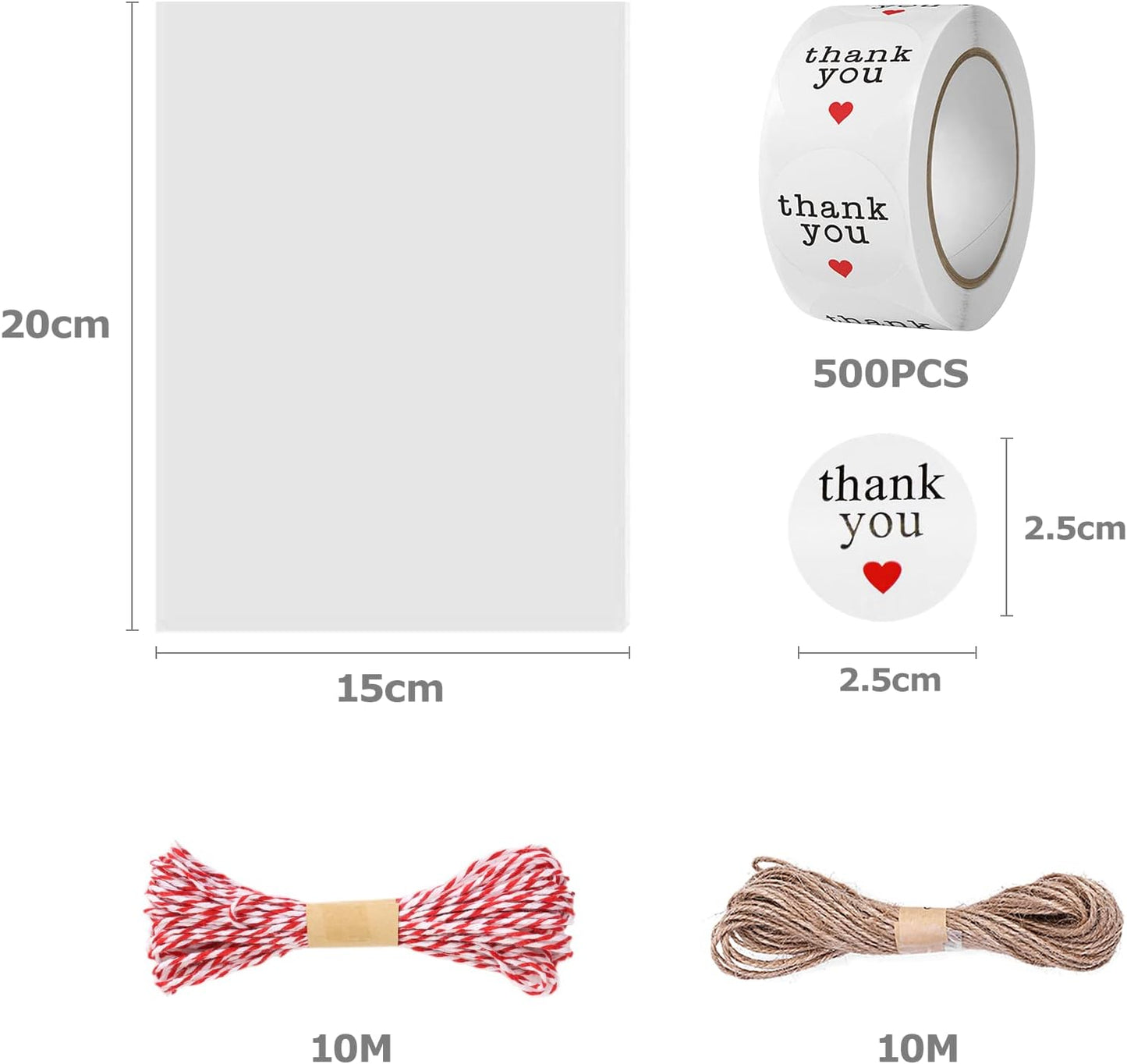 Carehabi 200PC Sacs en Plastique Cellophane Transparent Sacs en...