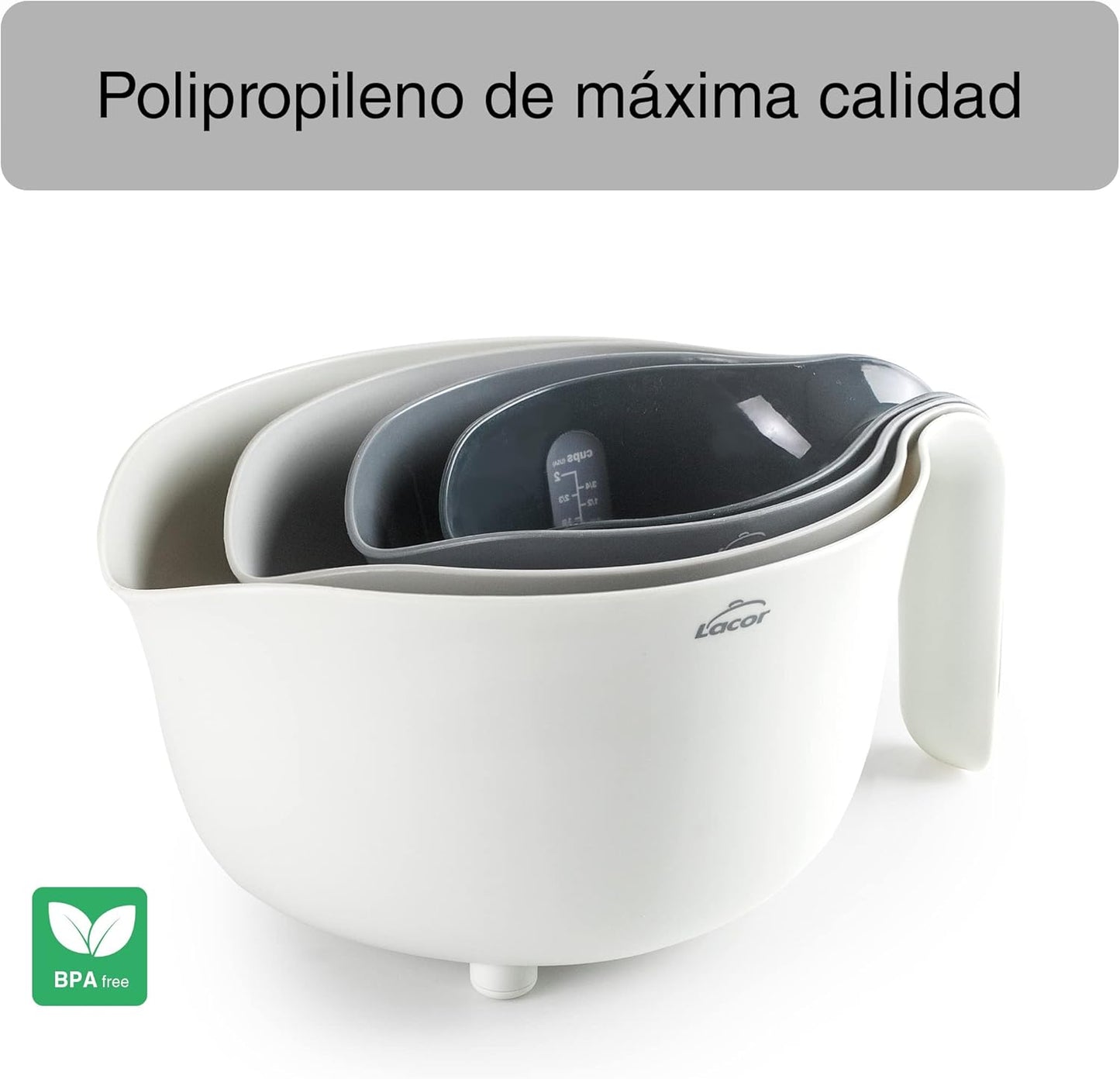 Lacor - 62633 - Lot de 4 bols PRACTIC, 100% sans BPA, Bol mélangeur...