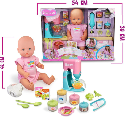 NENUCO - Poupée bébé avec accessoires pour repas et collations pour...