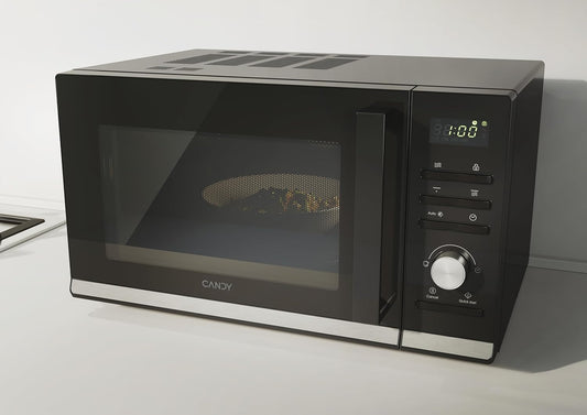 Candy Moderna CMGA23TNDB, Micro-ondes avec Grill, 23 L, 1400 W, 6 niveaux de puissance, Numérique, 8 fonctions, Verrouillage de sécurité, Plaque 27 cm, Grille, Autonettoyant, App hOn, Noir