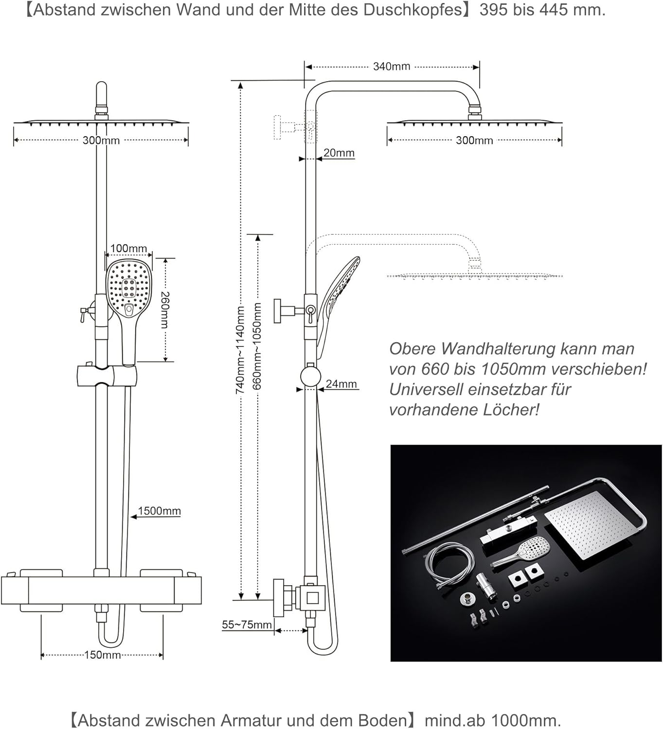 JOHO Colonne de douche avec robinet thermostatique, robinet de...
