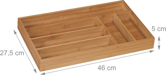 Relaxdays Tiroir à Couverts en Bambou, Organiseur à Couverts,...