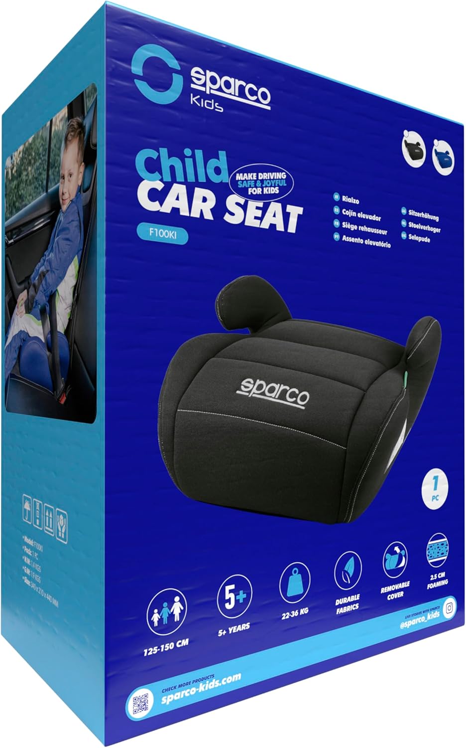 Rehausseur de siège auto pour enfant Sparco Blue i-Size pour garçons...