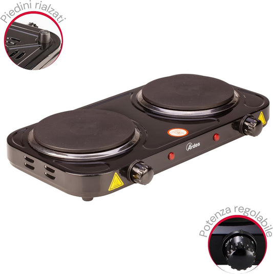 ARDES Cuisinière électrique pour cuisiner, 2500W en acier peint pour...