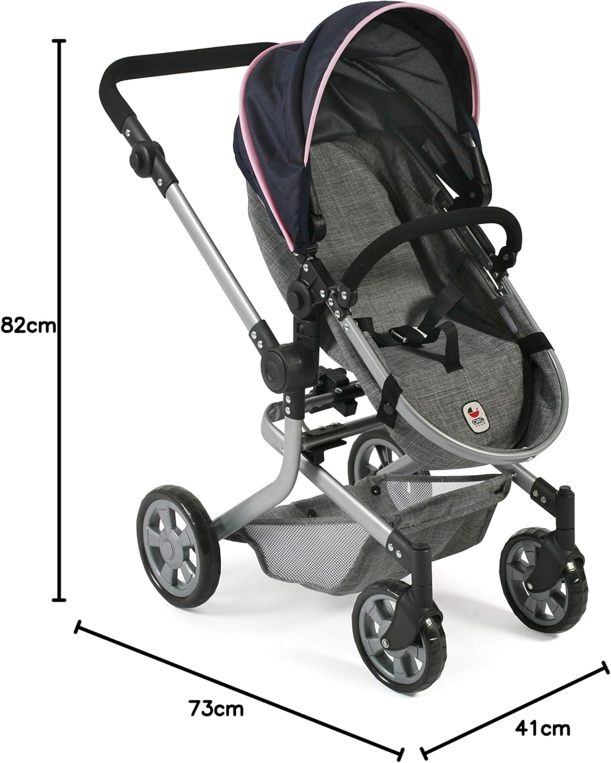 Poussette de poupée Bayer Chic 2000-Mika, Color Melange Grau-Navy,...
