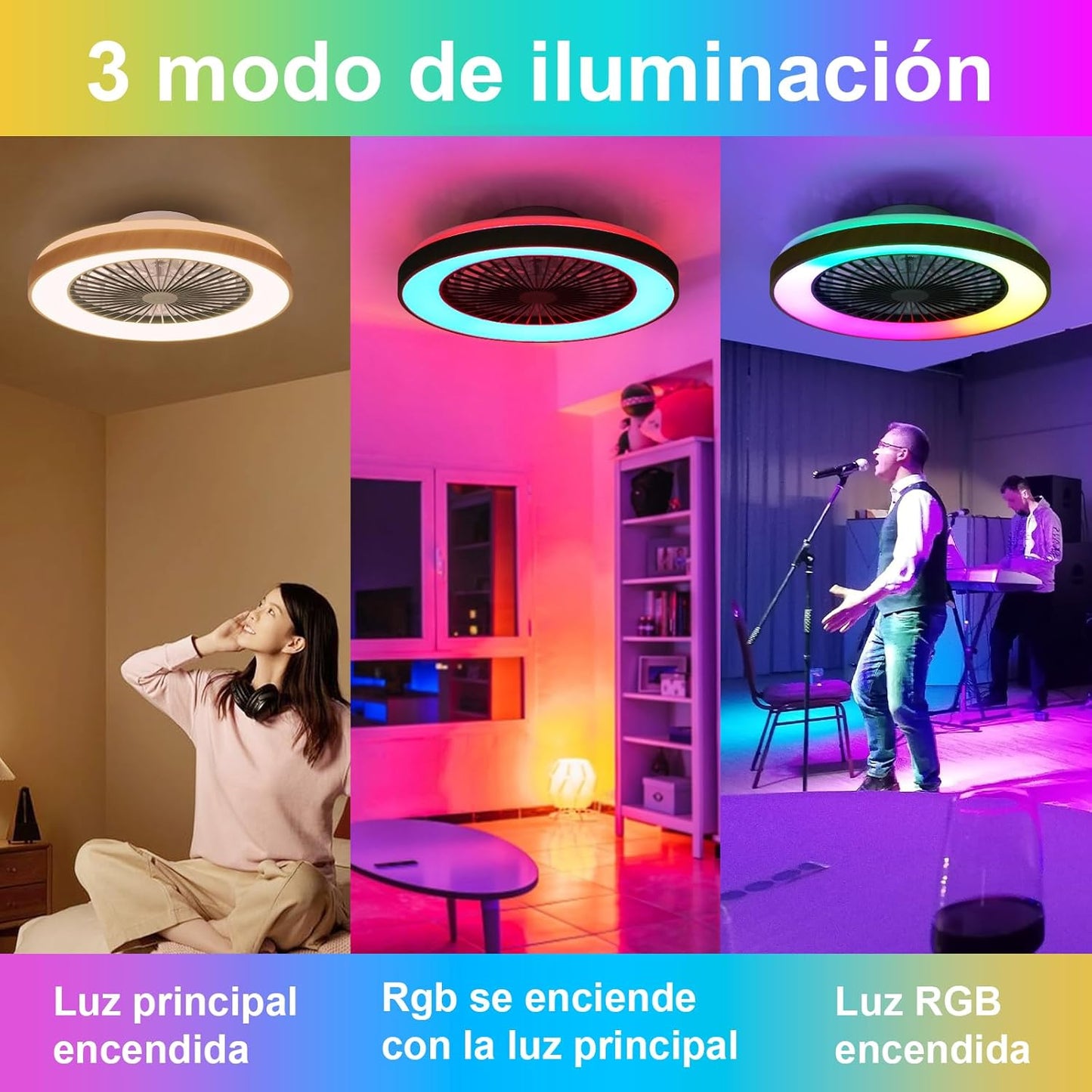 Ventilateur de plafond actifallbrite, moteur CC 20 W, vitesse du vent...