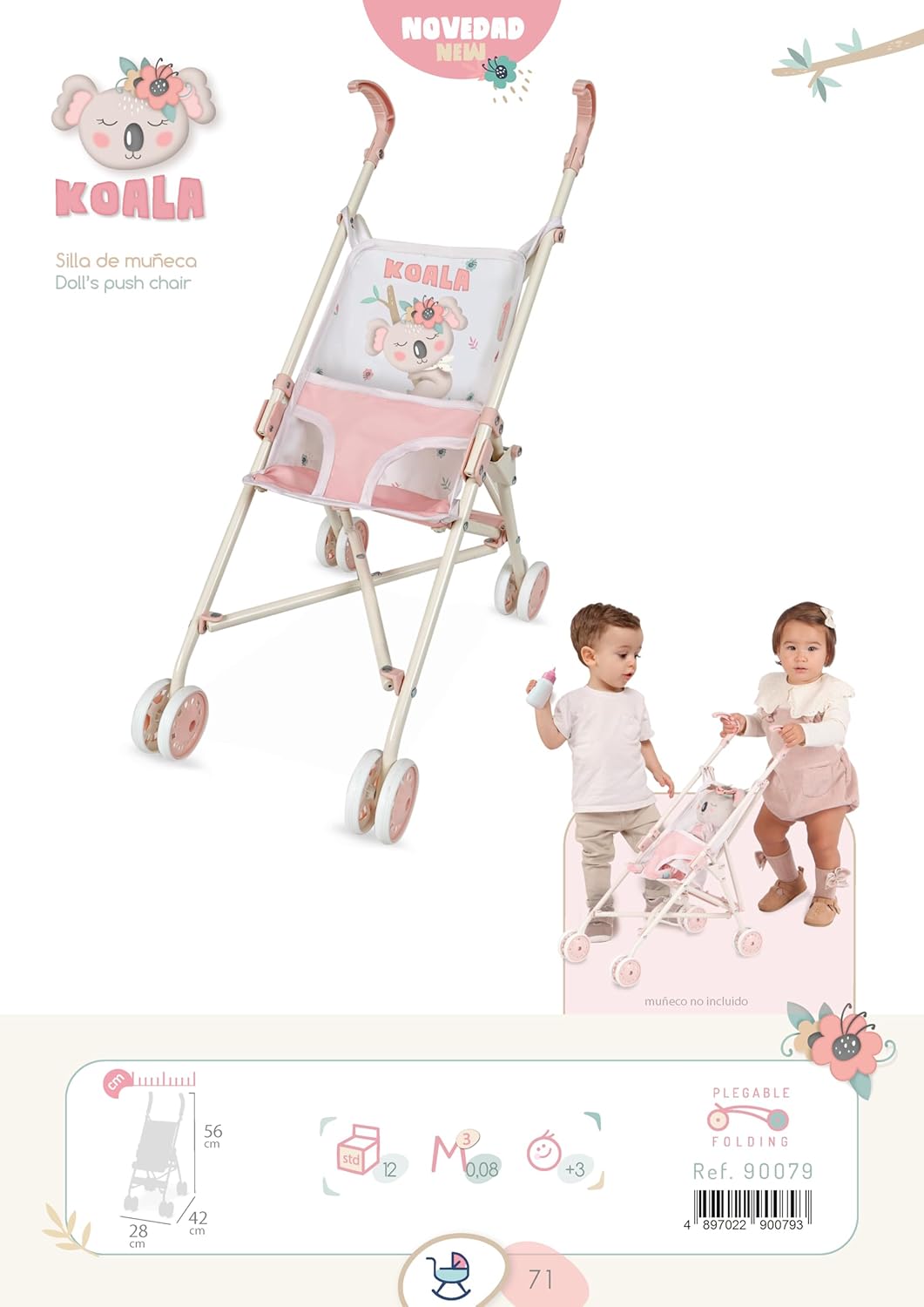 Chariot de poupée Koala chaise pliante DeCuevas 90079