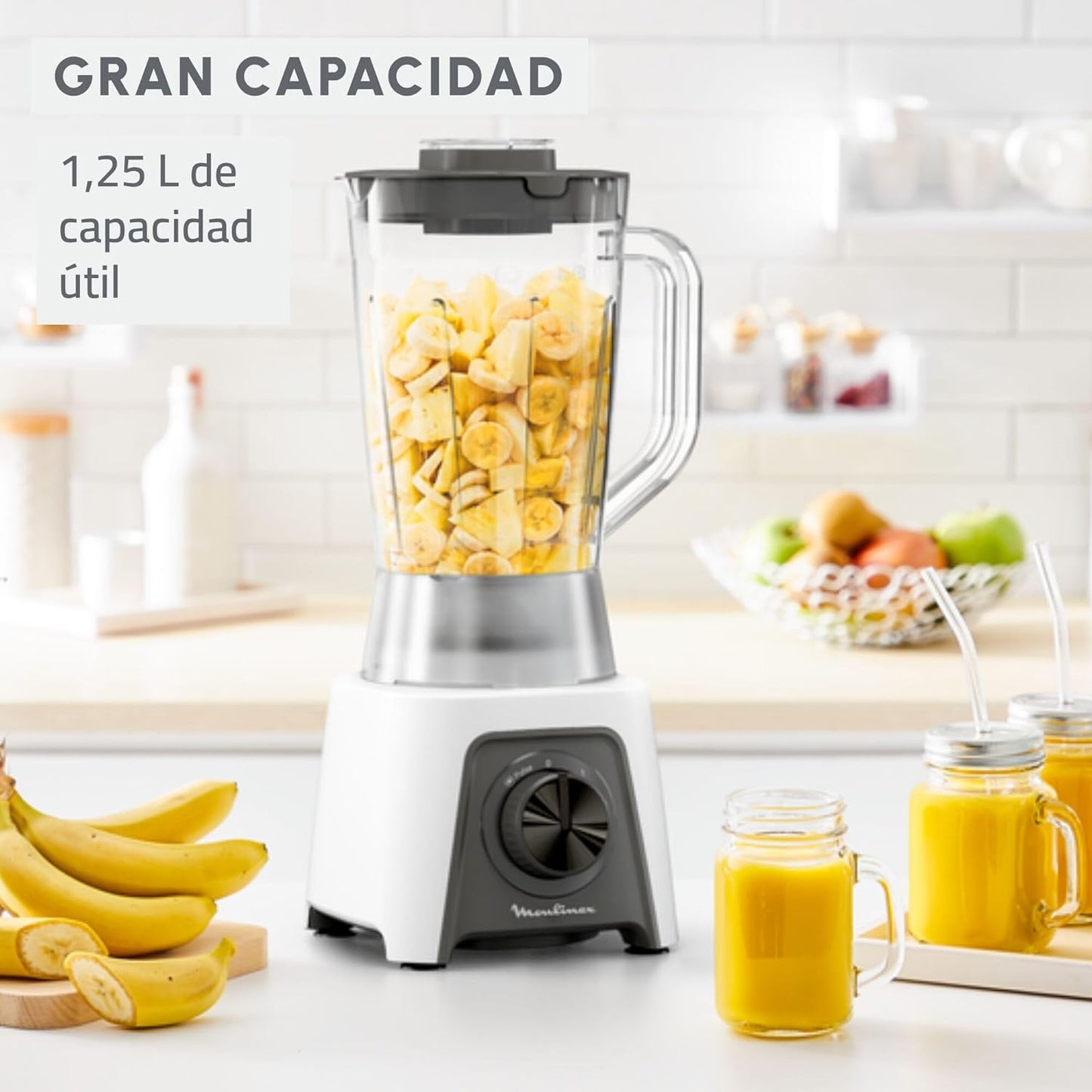 Mixeur Moulinex Blendeo+ 450 W, capacité 1,5 L, inox, mixeur 2...