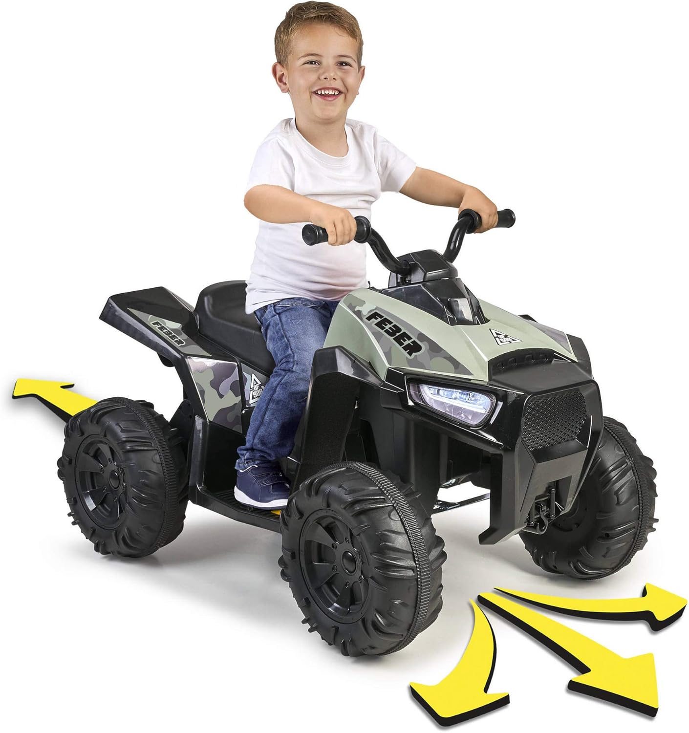FEBER- Quad Boxer, Véhicule électrique à batterie, 12 V, Vert (Famosa...