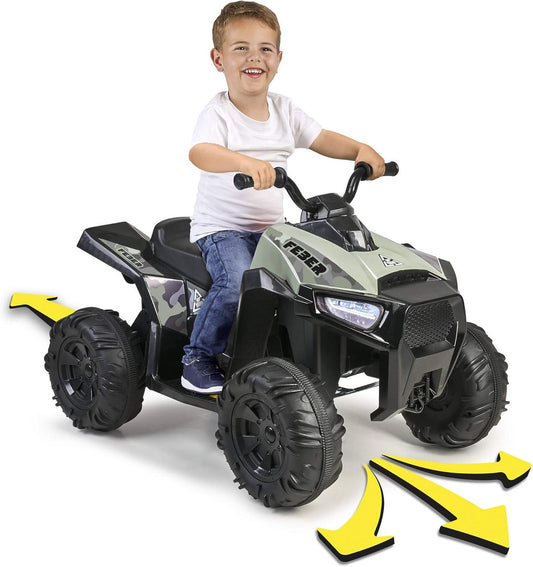 FEBER- Quad Boxer, Véhicule électrique à batterie, 12 V, Vert (Famosa...