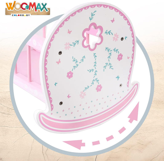 WOOMAX 46474 - Crèche en bois pour poupées, 47x35x36 cm, Rose et...