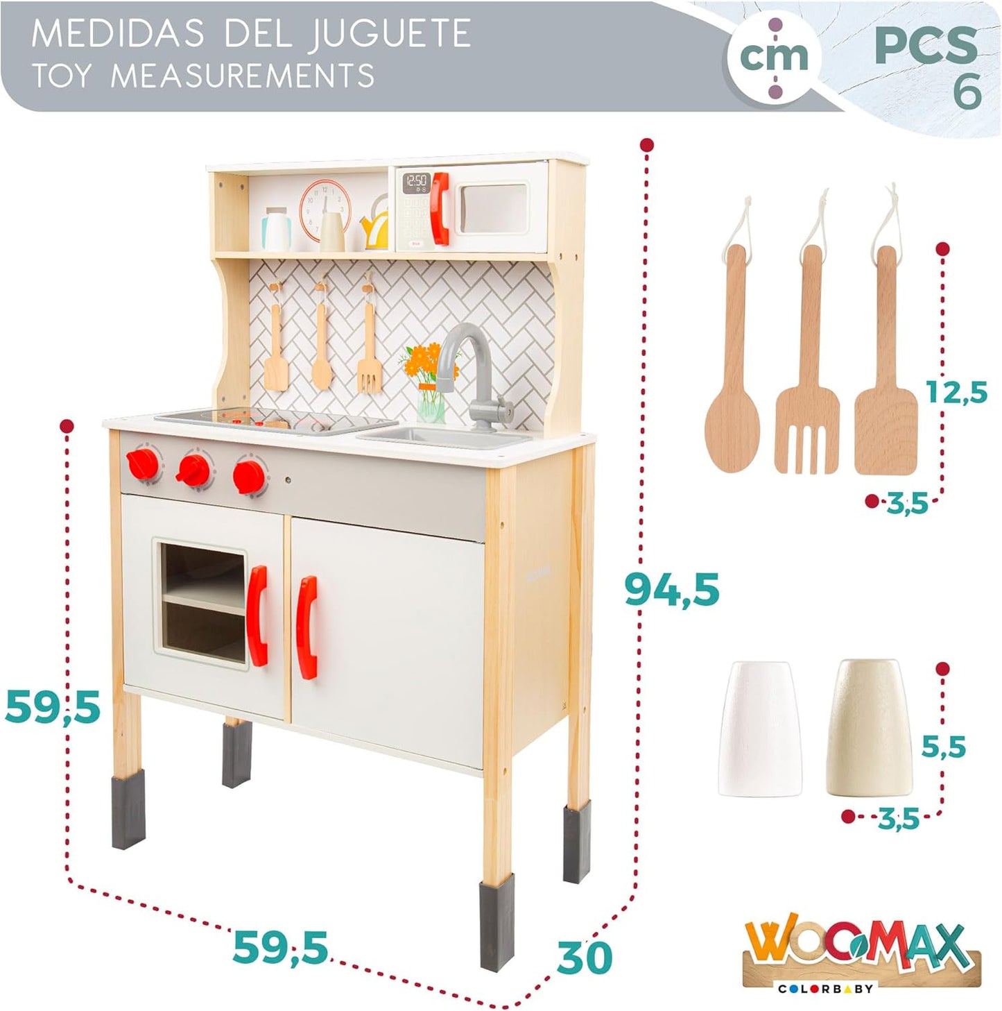 WOOMAX Cuisine jouet avec lumière et son, avec plaque vitrocéramique...