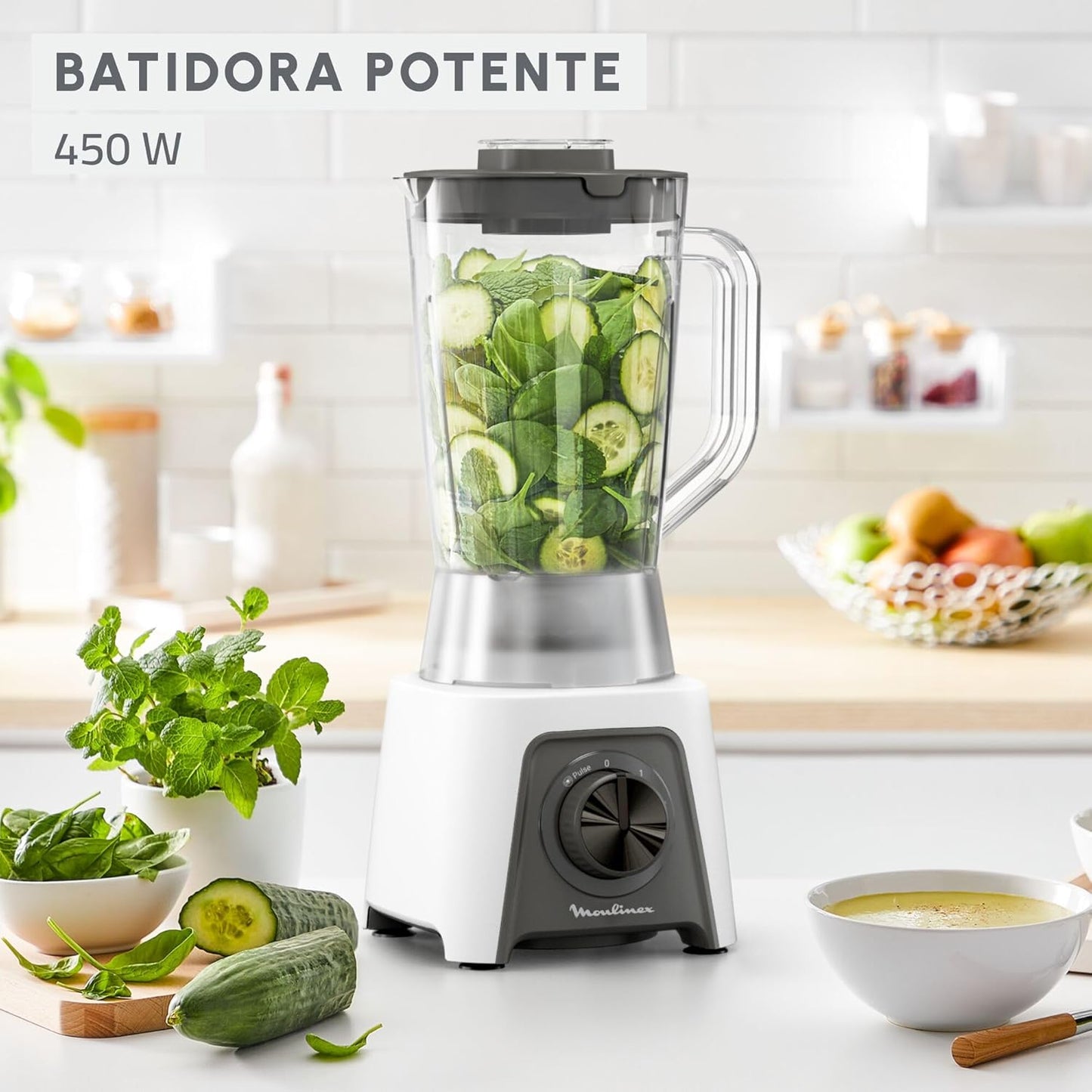 Mixeur Moulinex Blendeo+ 450 W, capacité 1,5 L, inox, mixeur 2...
