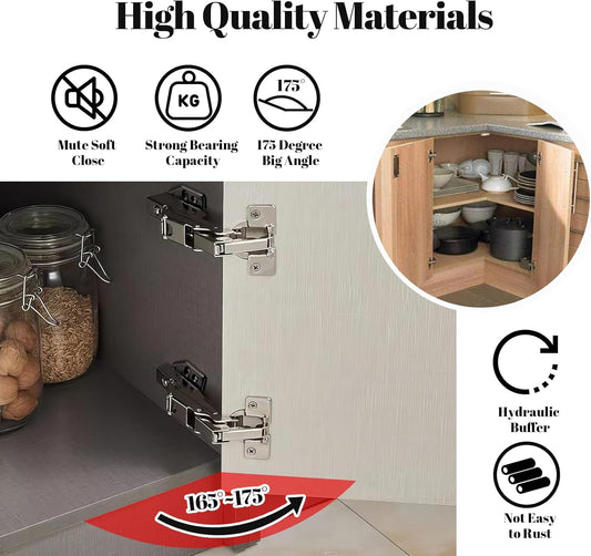 Anstore 2 pièces charnières d'armoire de cuisine à 165 degrés,...