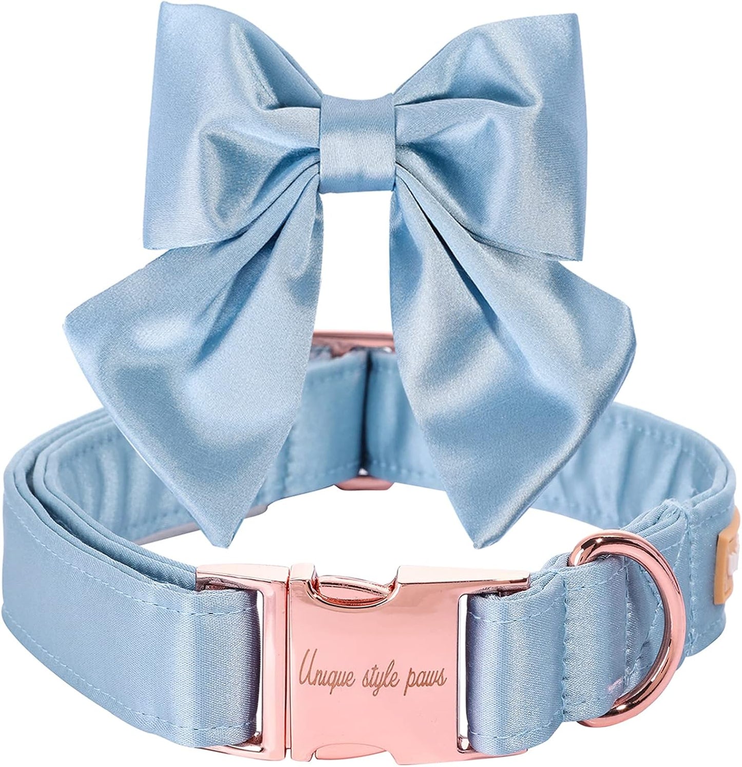 Collier de chien bleu en soie avec pattes de style Unique, nœud...