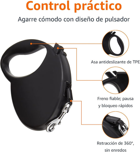 Amazon Basics Laisse rétractable pour chien, longueur extensible de 5...