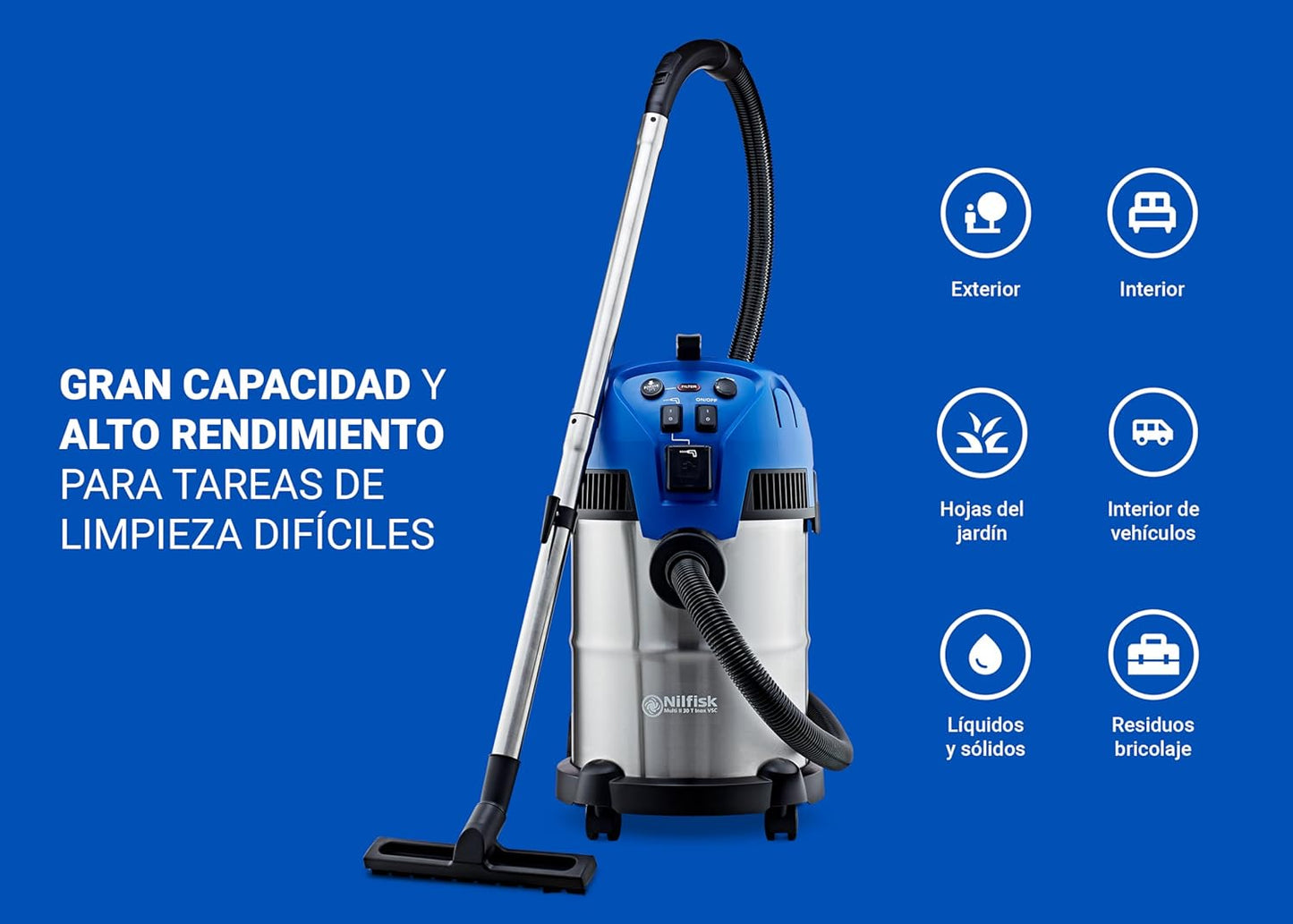 Nilfisk Multi II 30L T Aspirateur Puissant pour Eau et Poussière -...