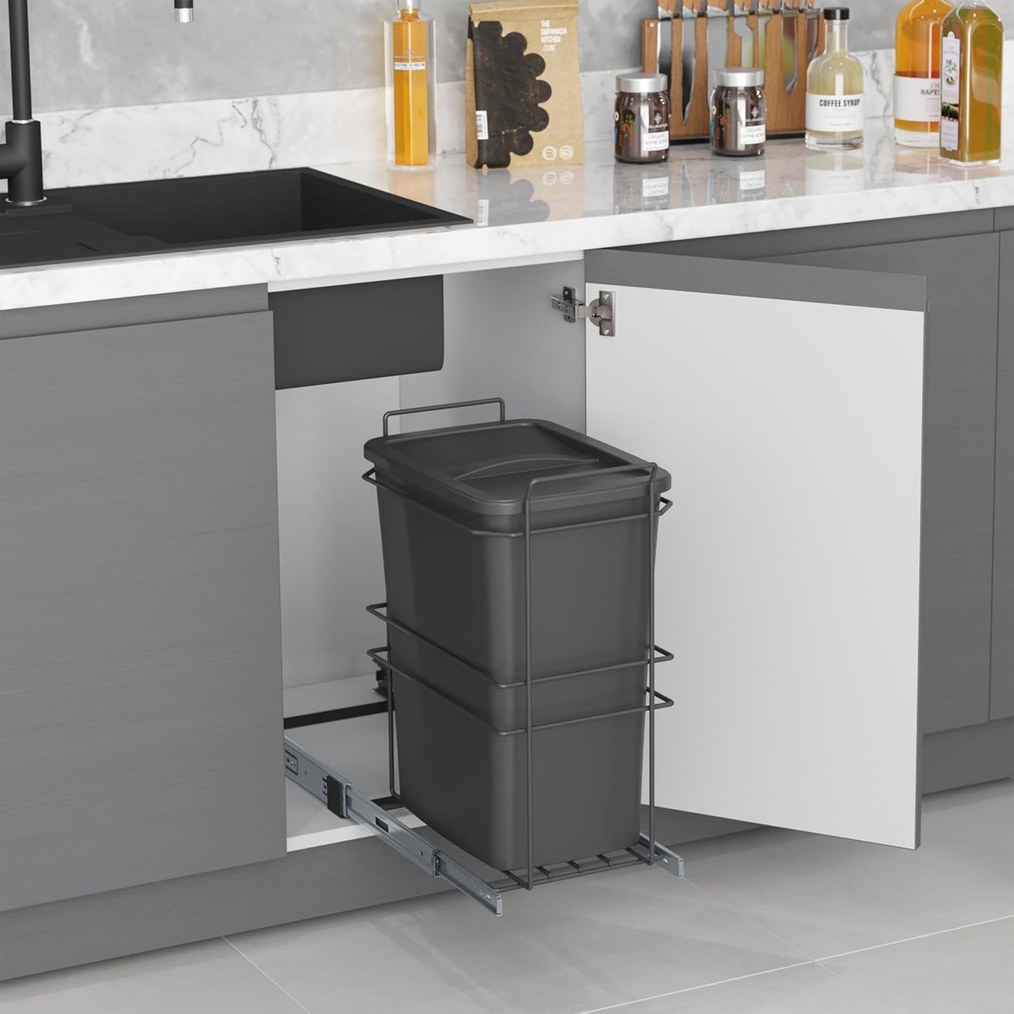 EMUCA - Conteneur de recyclage meuble de cuisine, 35 L, fixation par...
