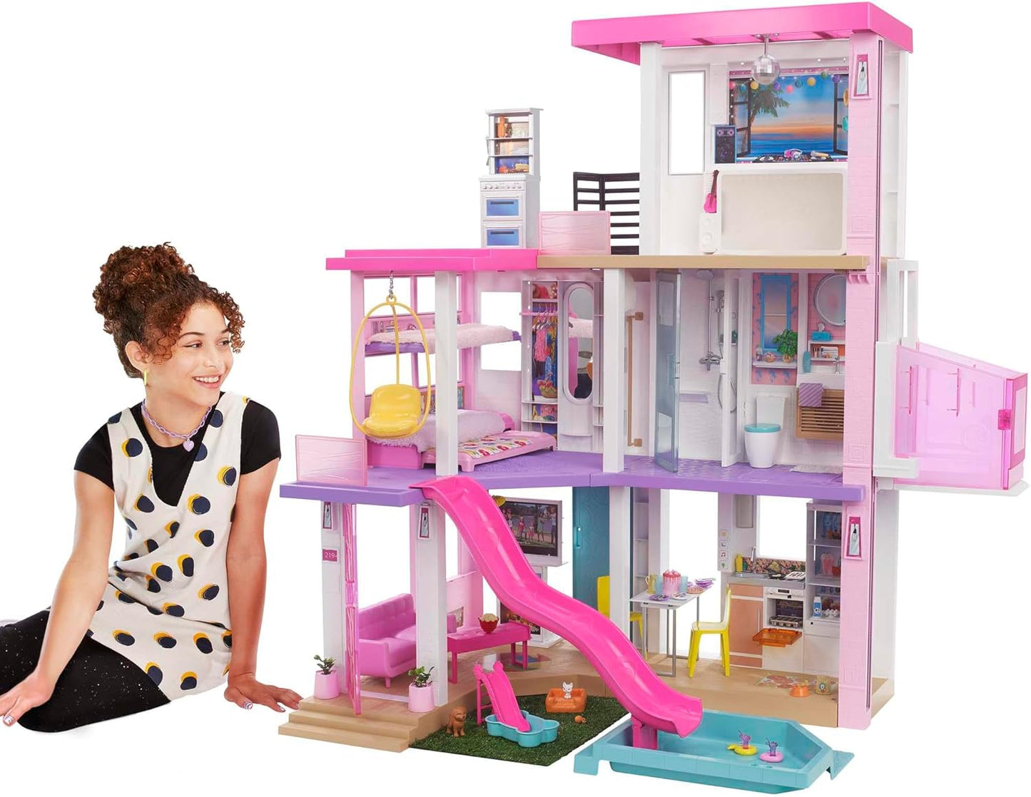 Barbie Dreamhouse Maison de poupée - avec piscine, toboggan et...