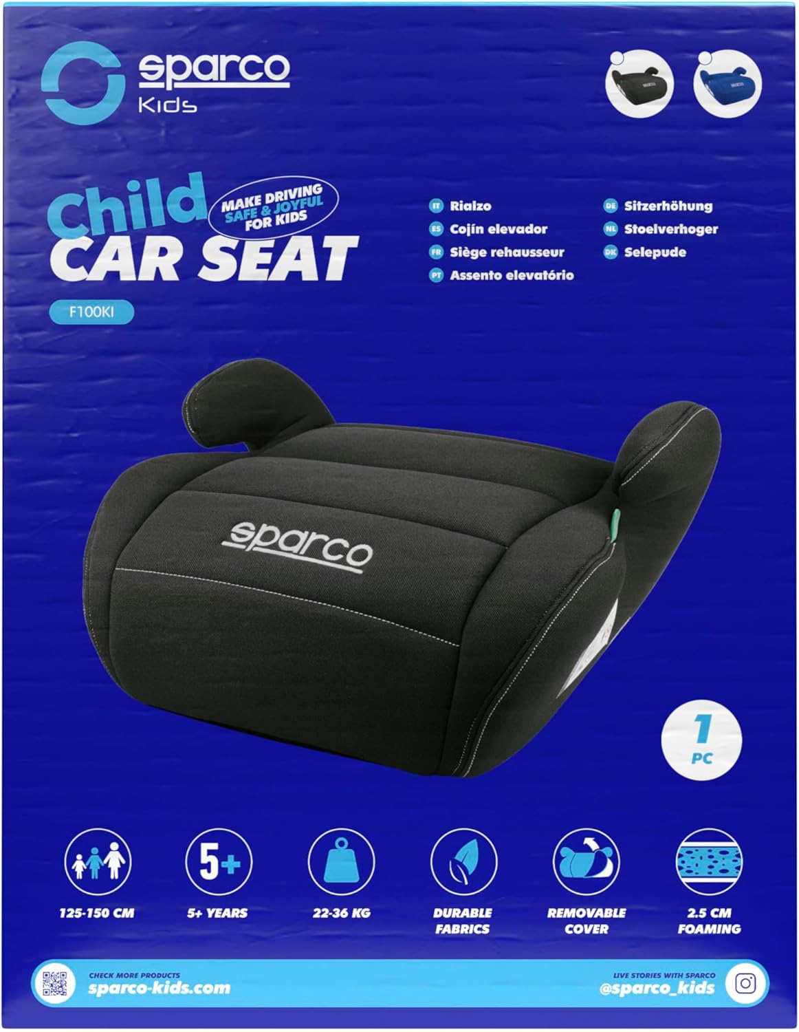 Rehausseur de siège auto pour enfant Sparco Blue i-Size pour garçons...
