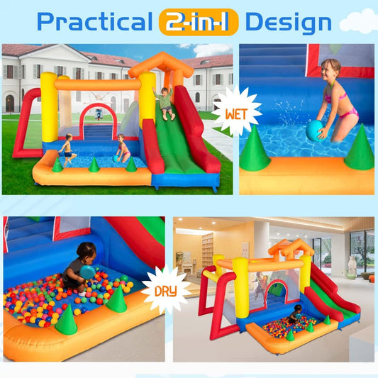 Château gonflable Ballsea avec souffleur, Château gonflable pour...