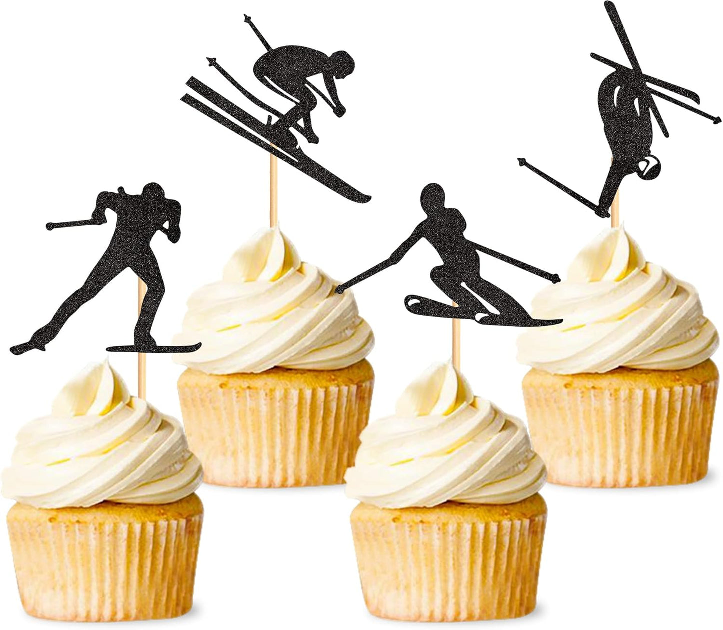 Pack de 28 toppers de cupcakes de ski, toppers de cupcakes de ski, toppers de gâteaux de ski, décorations de fête à thème de ski, décorations de fête sportive