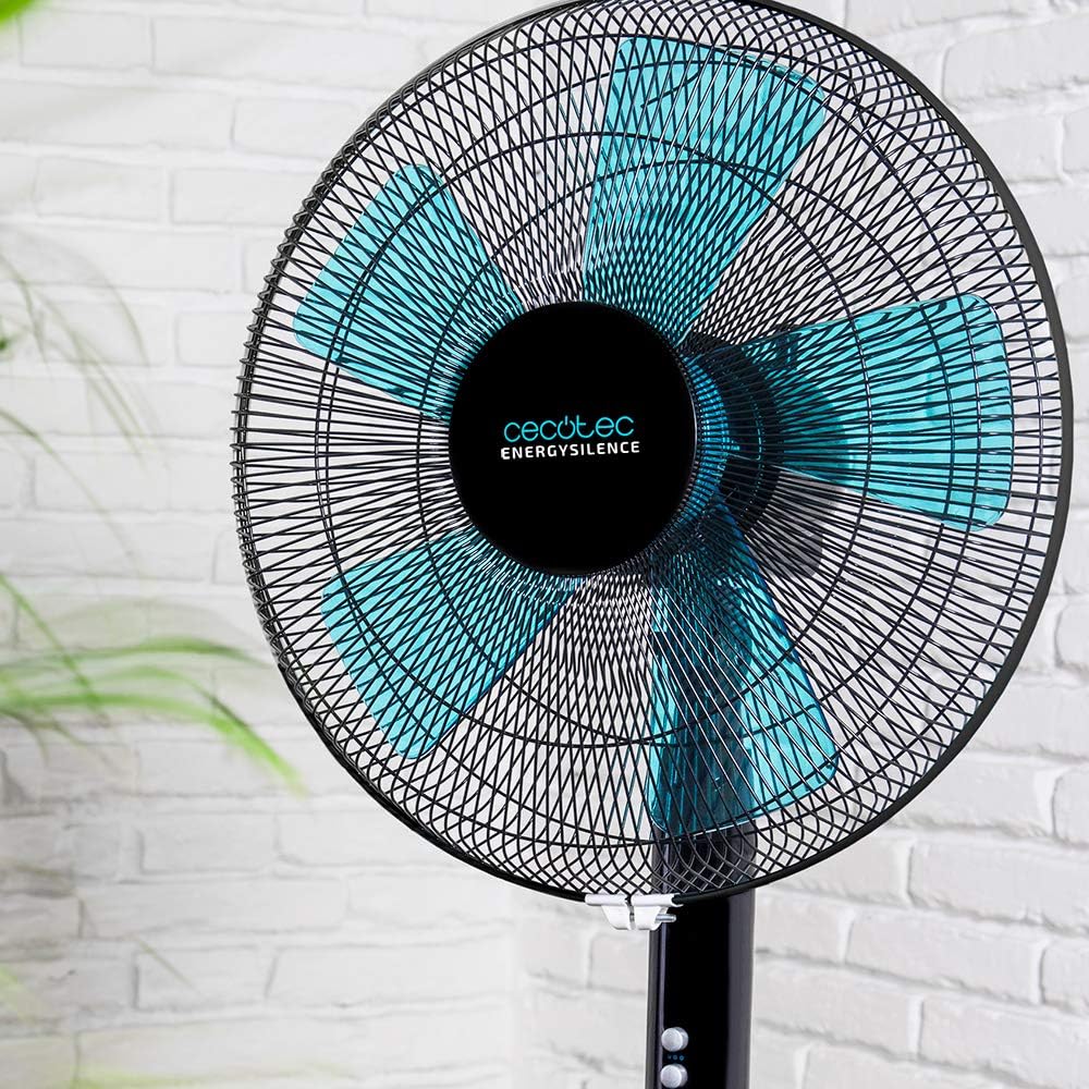 Ventilateur de sol Cecotec EnergySilence 510. 40 W, 5 pales de 40 cm de diamètre, oscillant, 3 vitesses, hauteur réglable 110-130 cm, moteur en cuivre, design noir