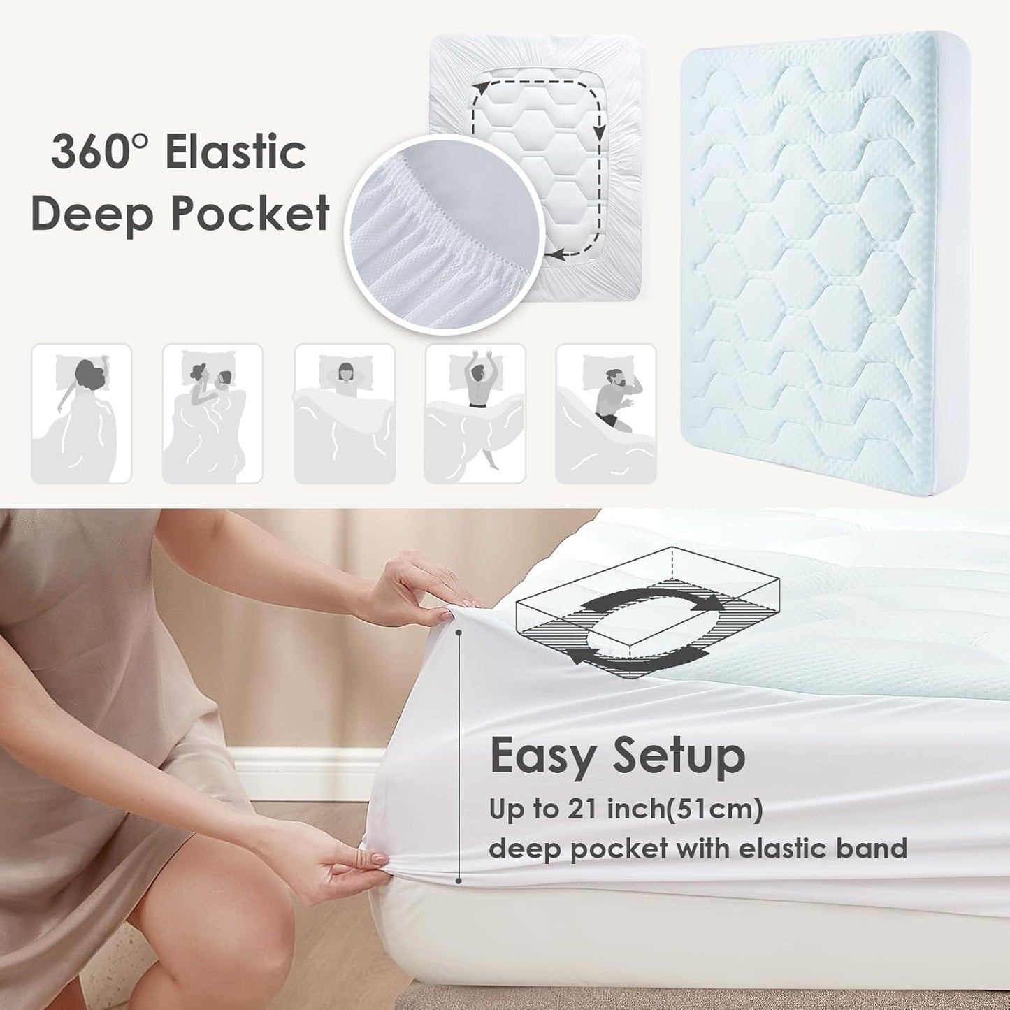 EHEYCIGA Surmatelas Viscoélastique 135x190, Surmatelas à Mémoire de...